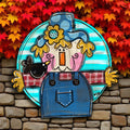 Scarecrow around Fall Door Hanger