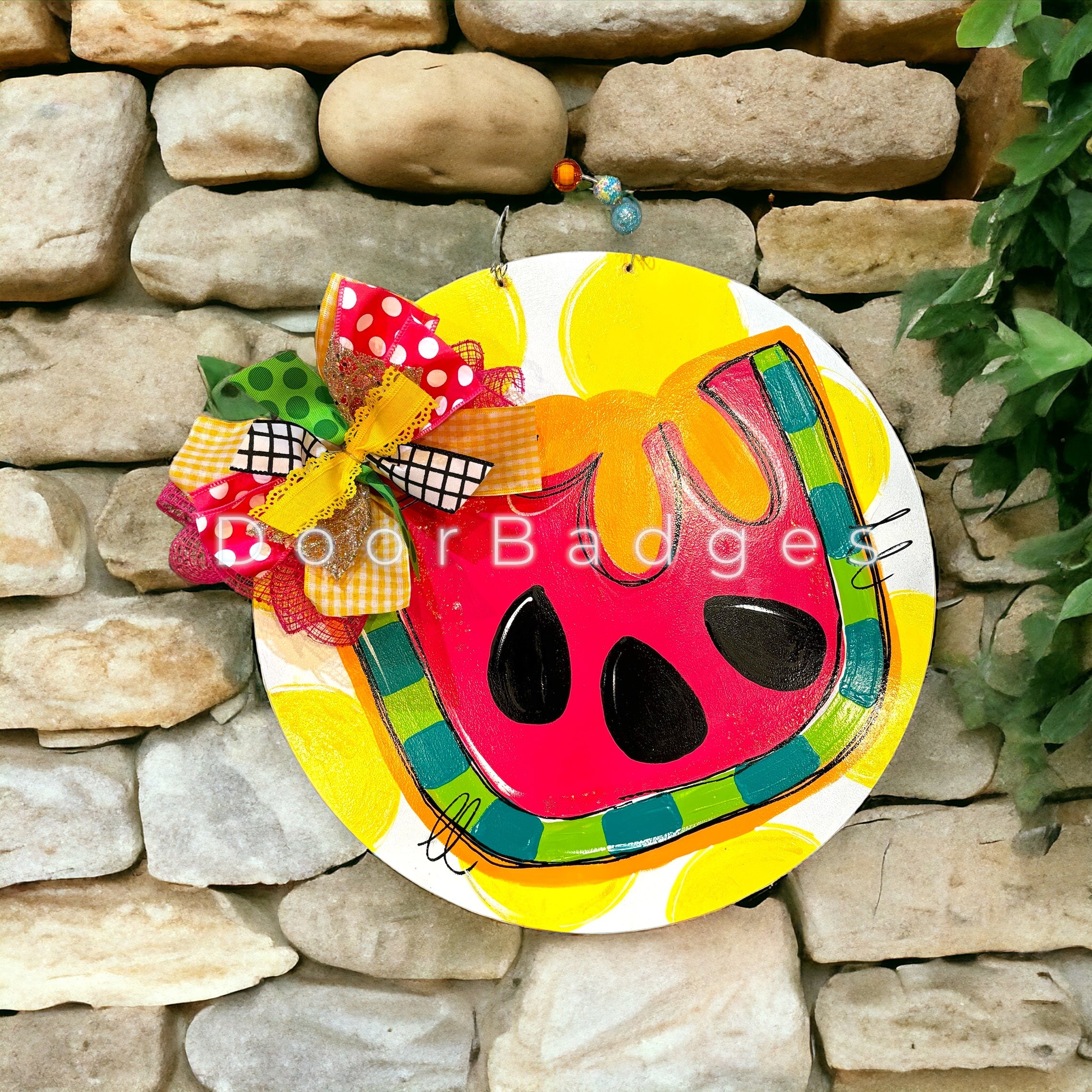 Round Rustic Watermelon Door Hanger