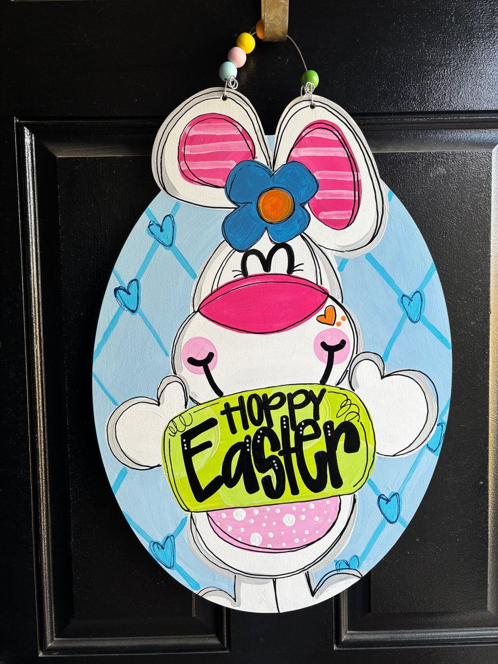 Easter Bunny Spring Oval Door Hanger