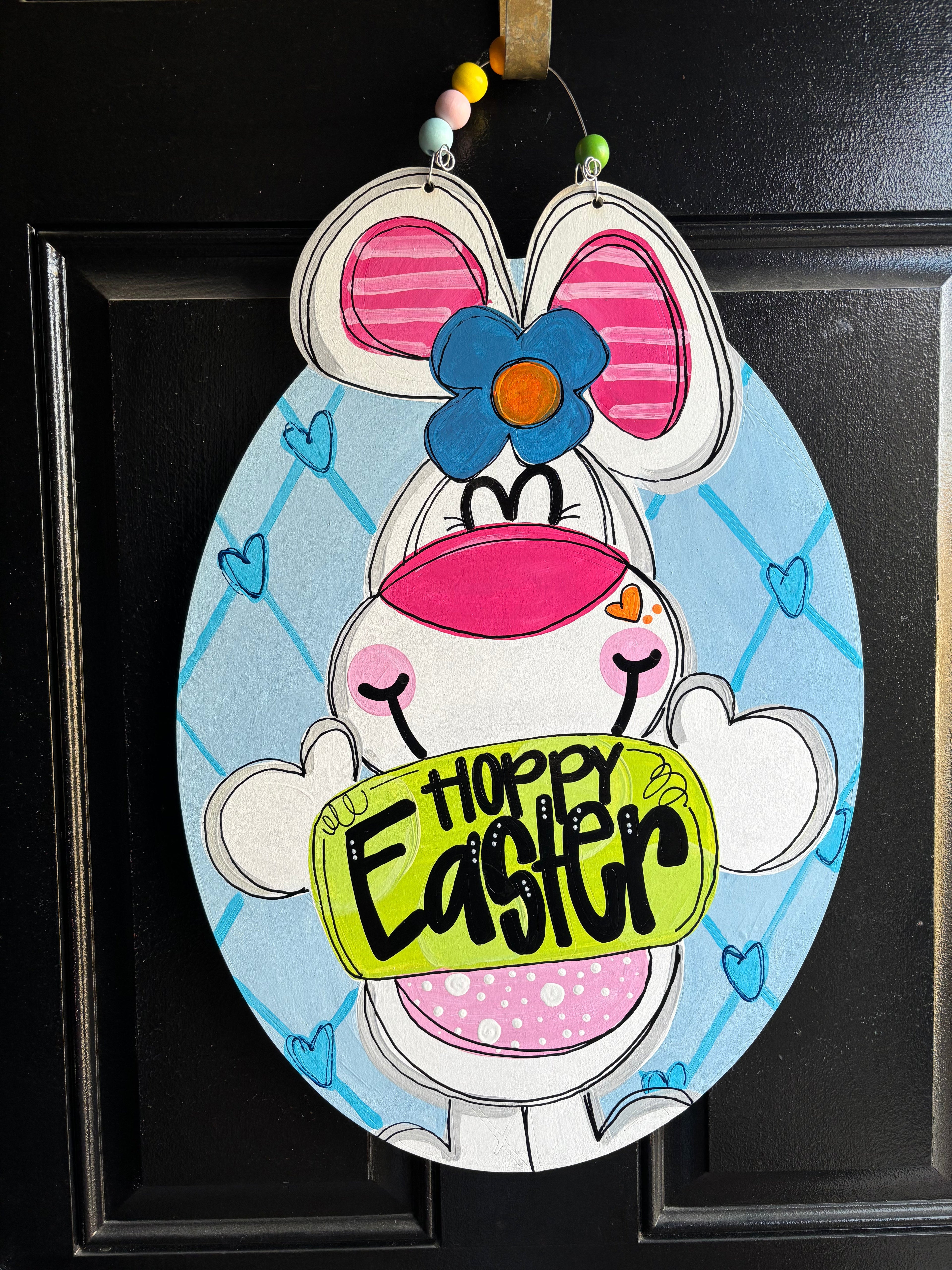 Easter Bunny Spring Oval Door Hanger