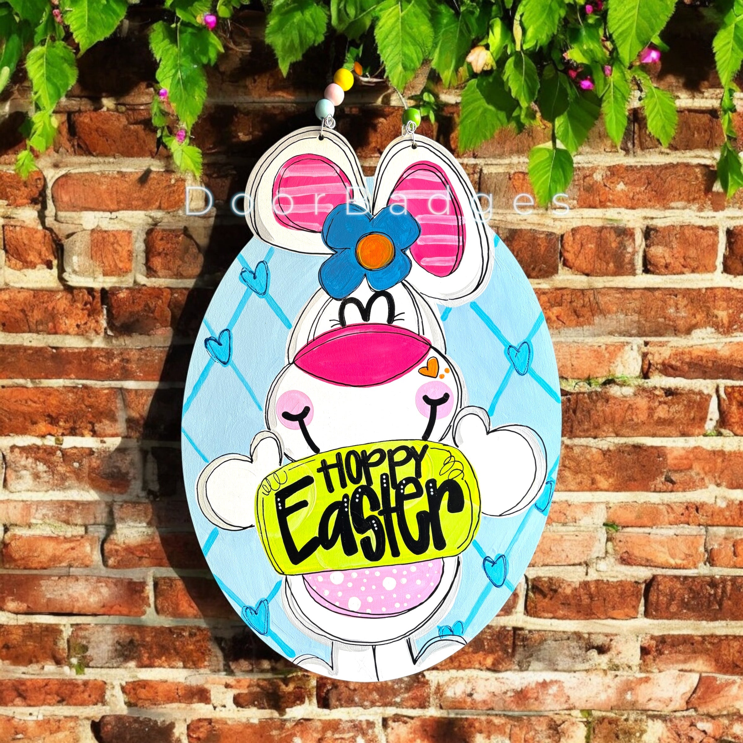 Easter Bunny Spring Oval Door Hanger