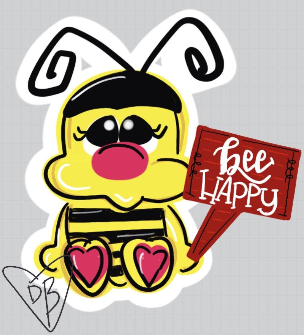 Bee Happy Bumble Bee Door Hanger