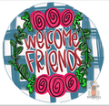Plaid Floral Welcome Round Door Hanger