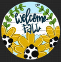 Daisies Round Fall Pumpkin Door Hanger -