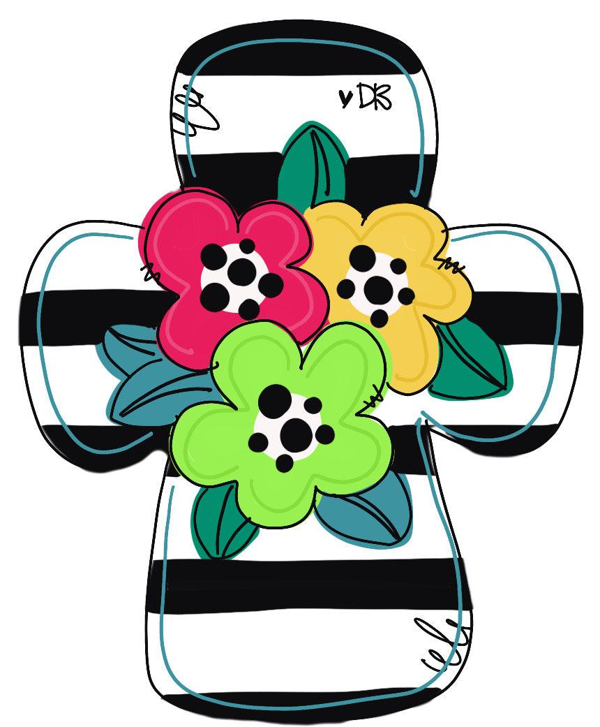 DIGITAL TEMPLATE: Floral Cross Door Hanger Download Template - Printable Template