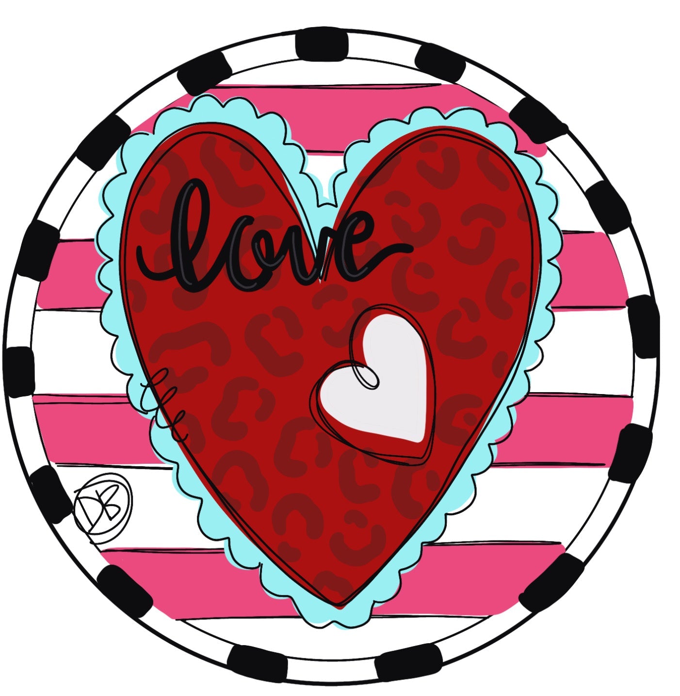 Love Round Valentine Spring Door Hanger