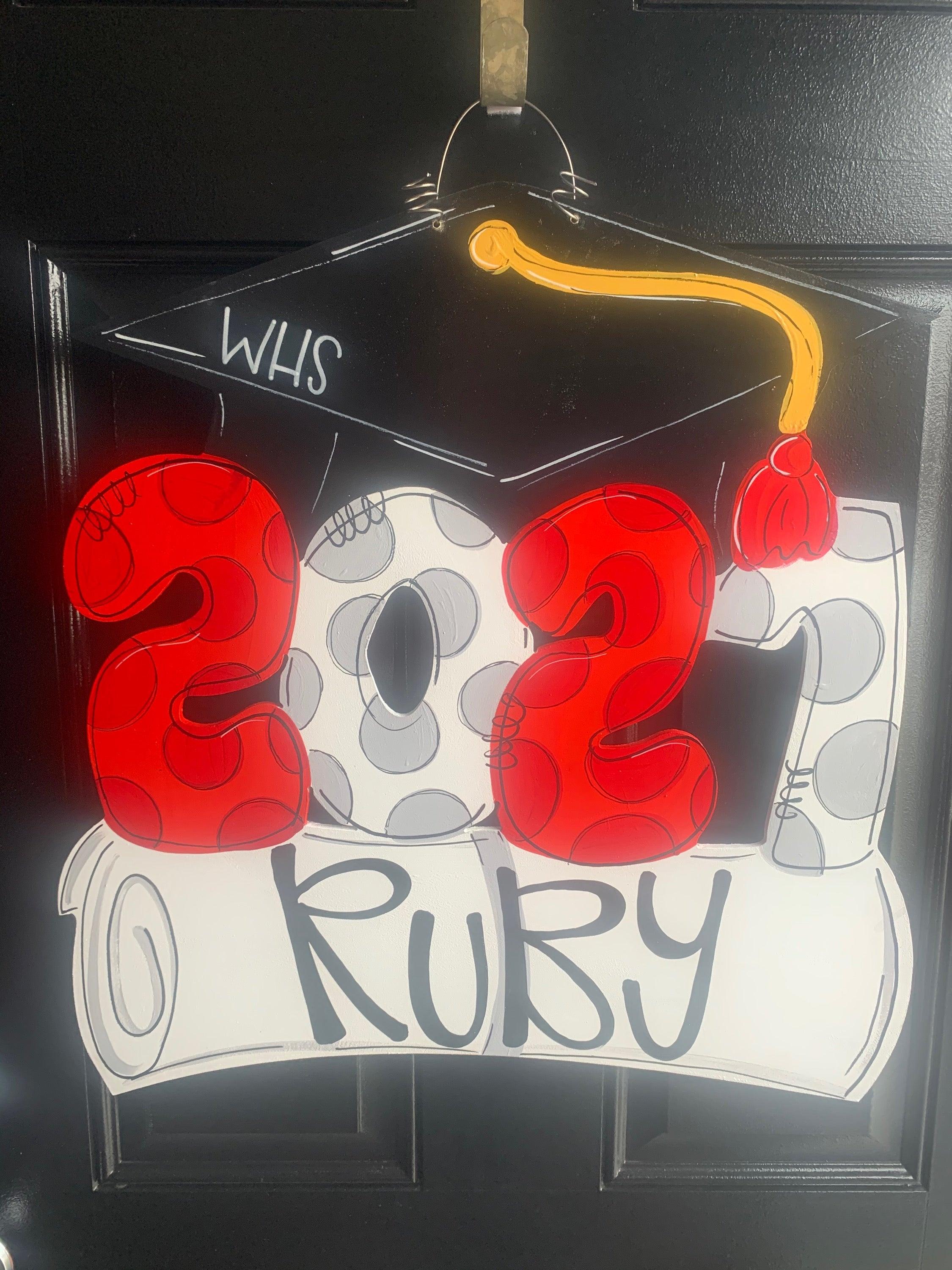 Graduation 2021 door hanger  -  hand painted personalized door hanger