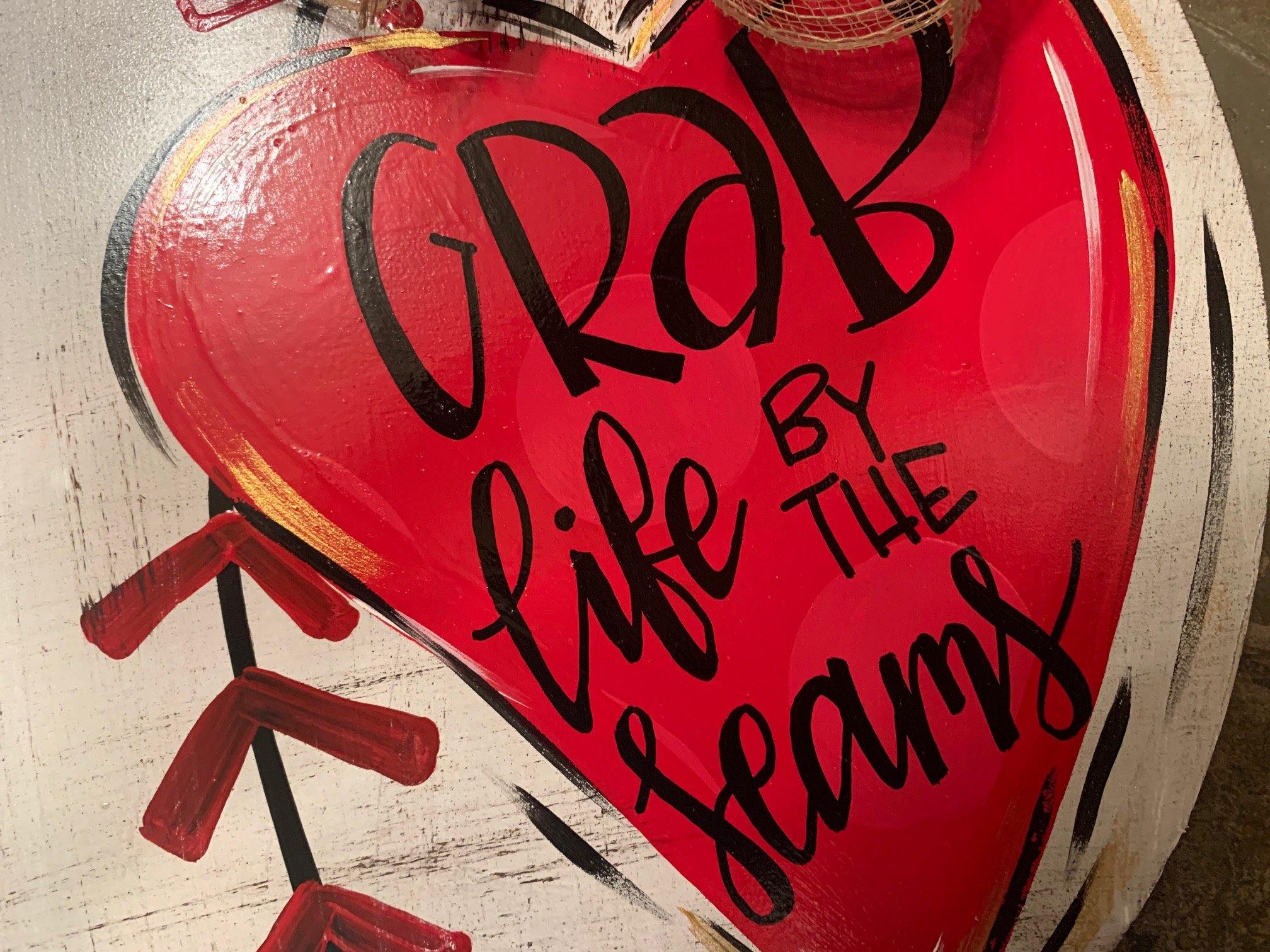 Sale Item: Distressed Baseball with Heart Door Hanger