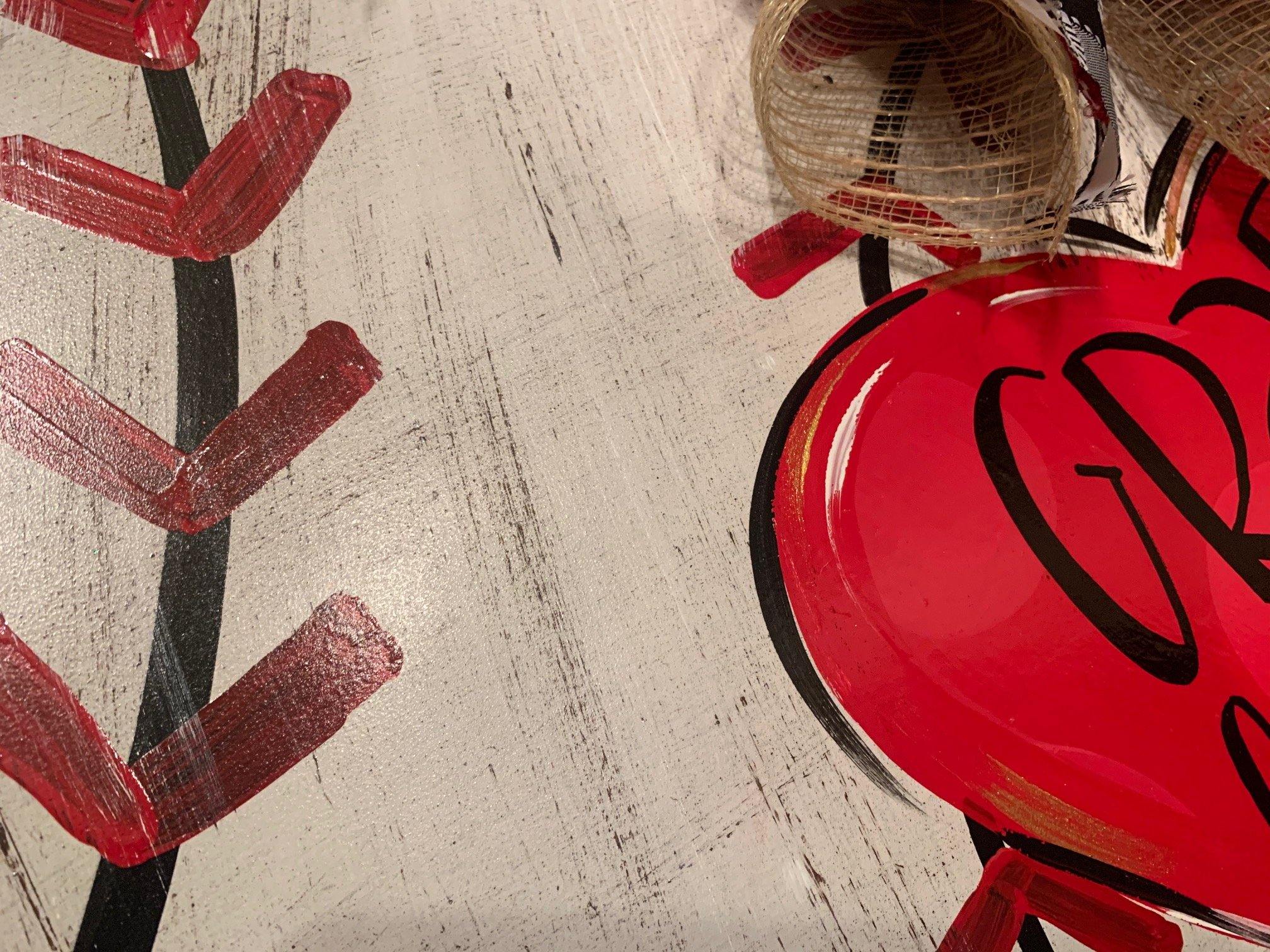 Sale Item: Distressed Baseball with Heart Door Hanger