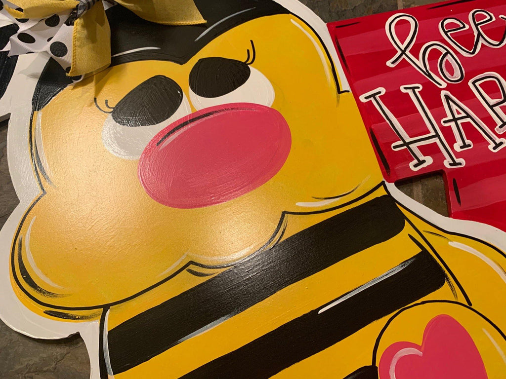 Bee Happy Bumble Bee Door Hanger
