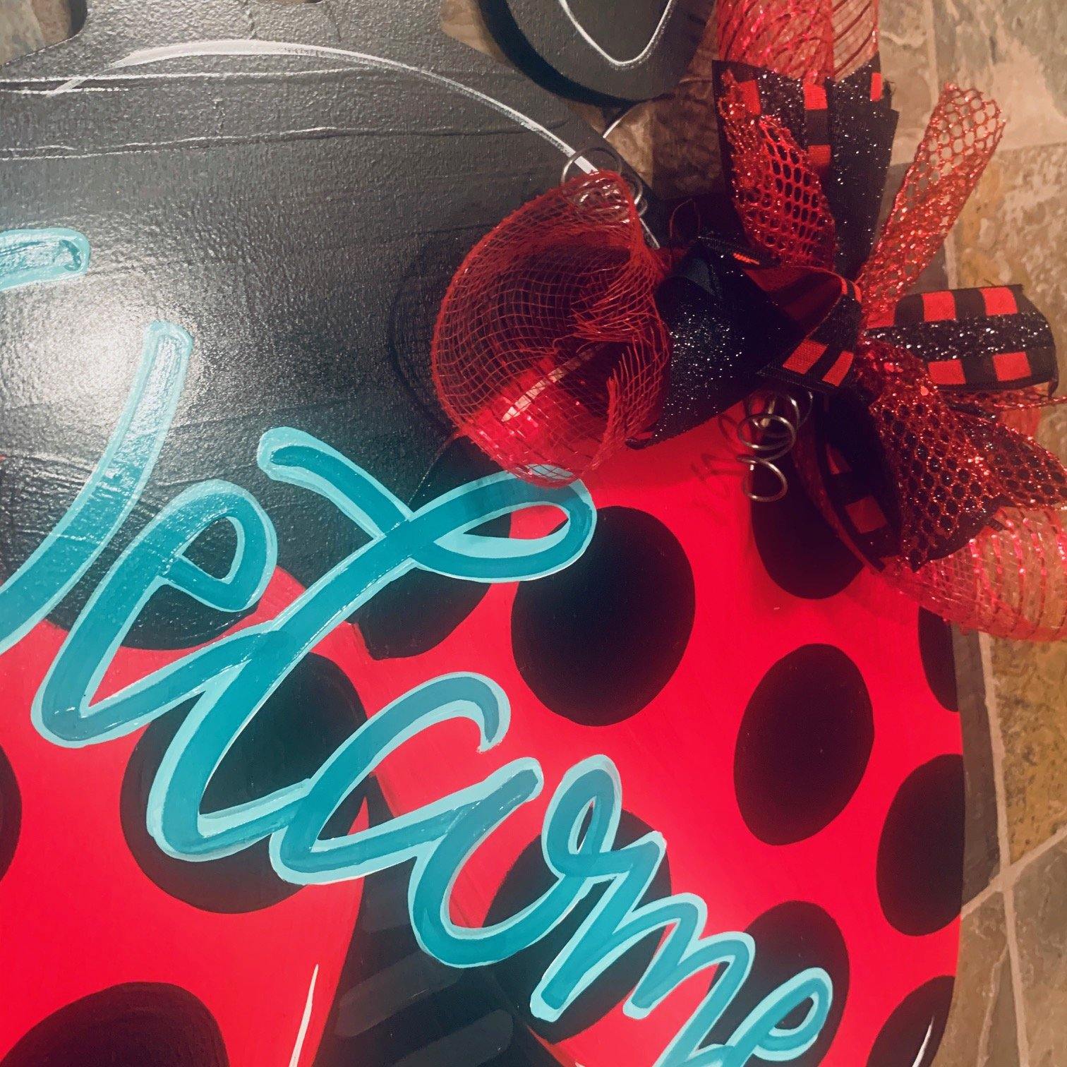 Lady Bug Door Hanger - Ladybug Door Decor - Summer, Spring
