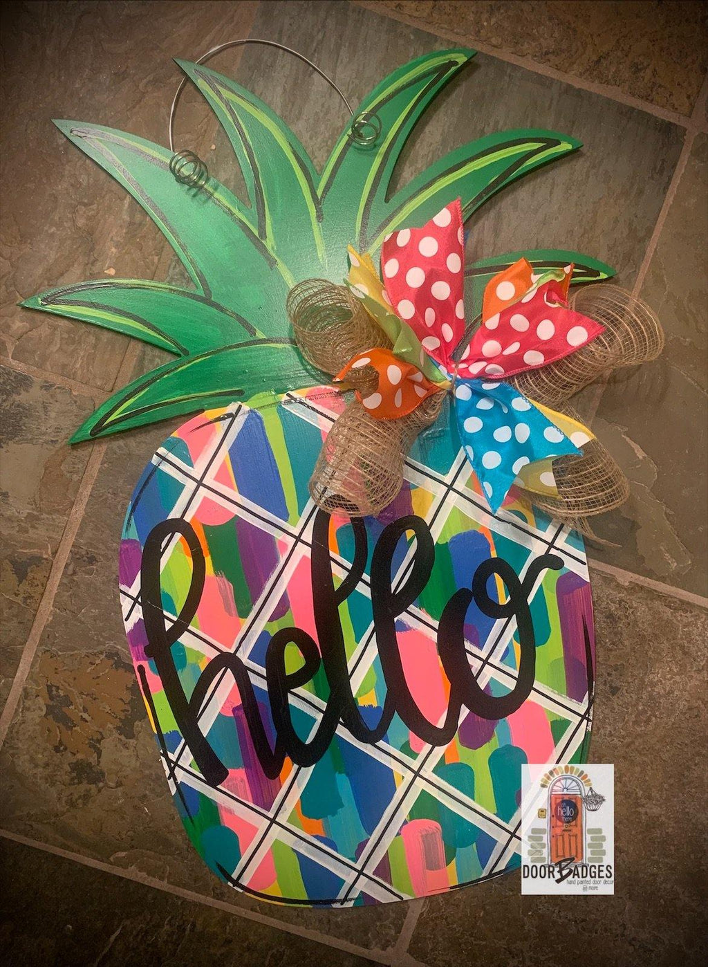 Colorblock Pineapple Door Hanger - Elkhorn South