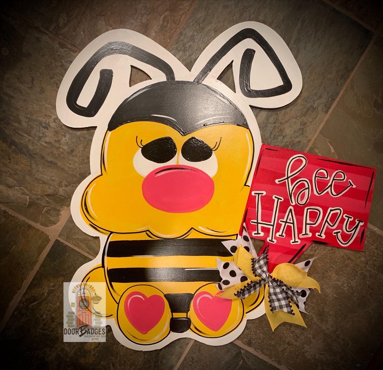 Bee Happy Bumble Bee Door Hanger