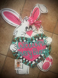 Easter Bunny with Heart Door Hanger