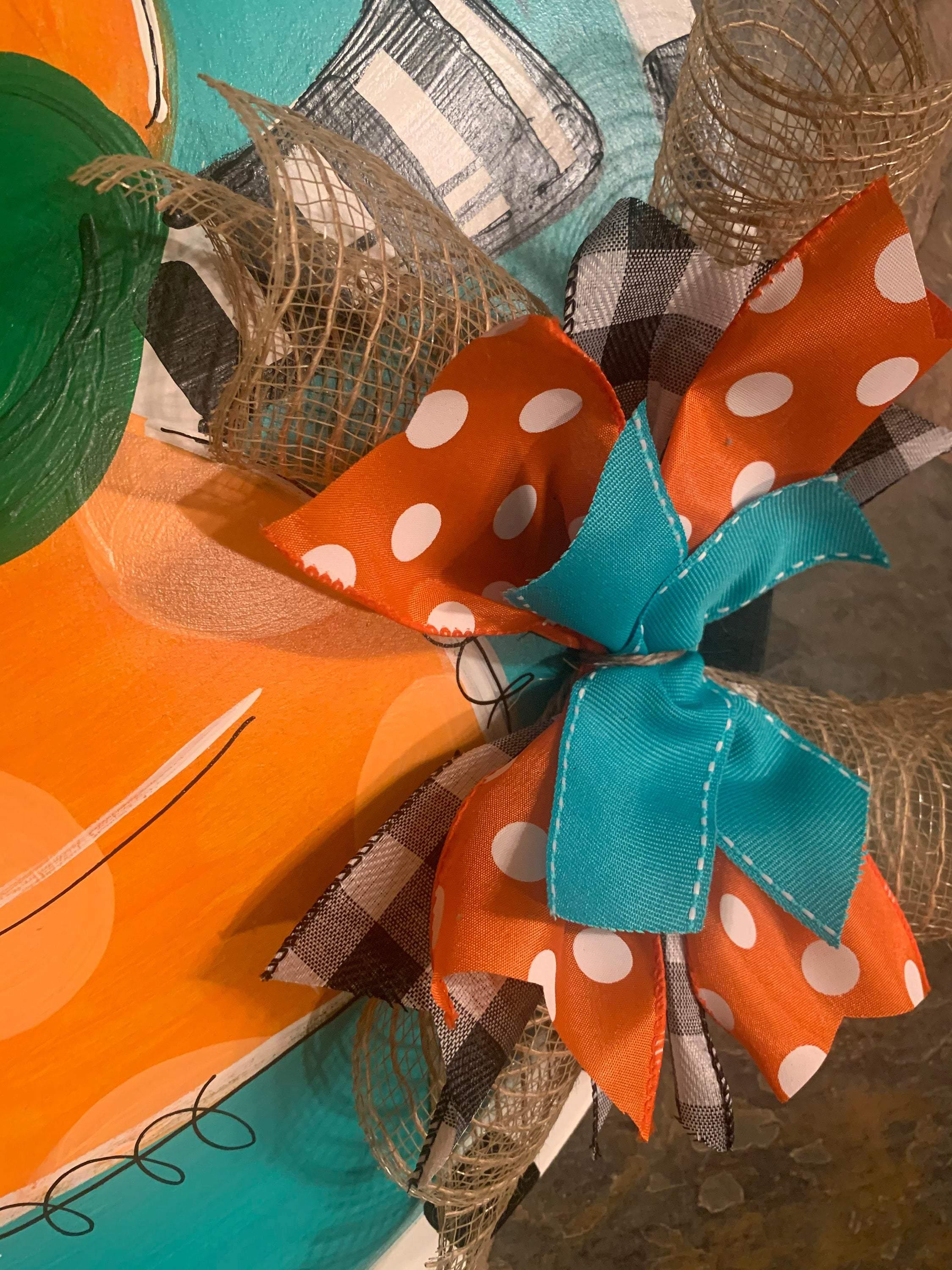 Fall Pumpkin Door Hanger - Hello Fall Pumpkin Decor  -  Fall Door Hanger - Pumpkin Wreath