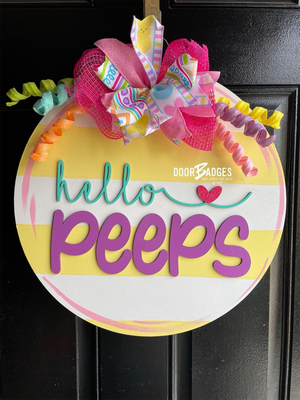 Hello Peeps Easter Spring Door Hanger