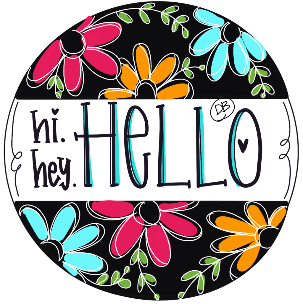 Hello Flower Spring Door Hanger