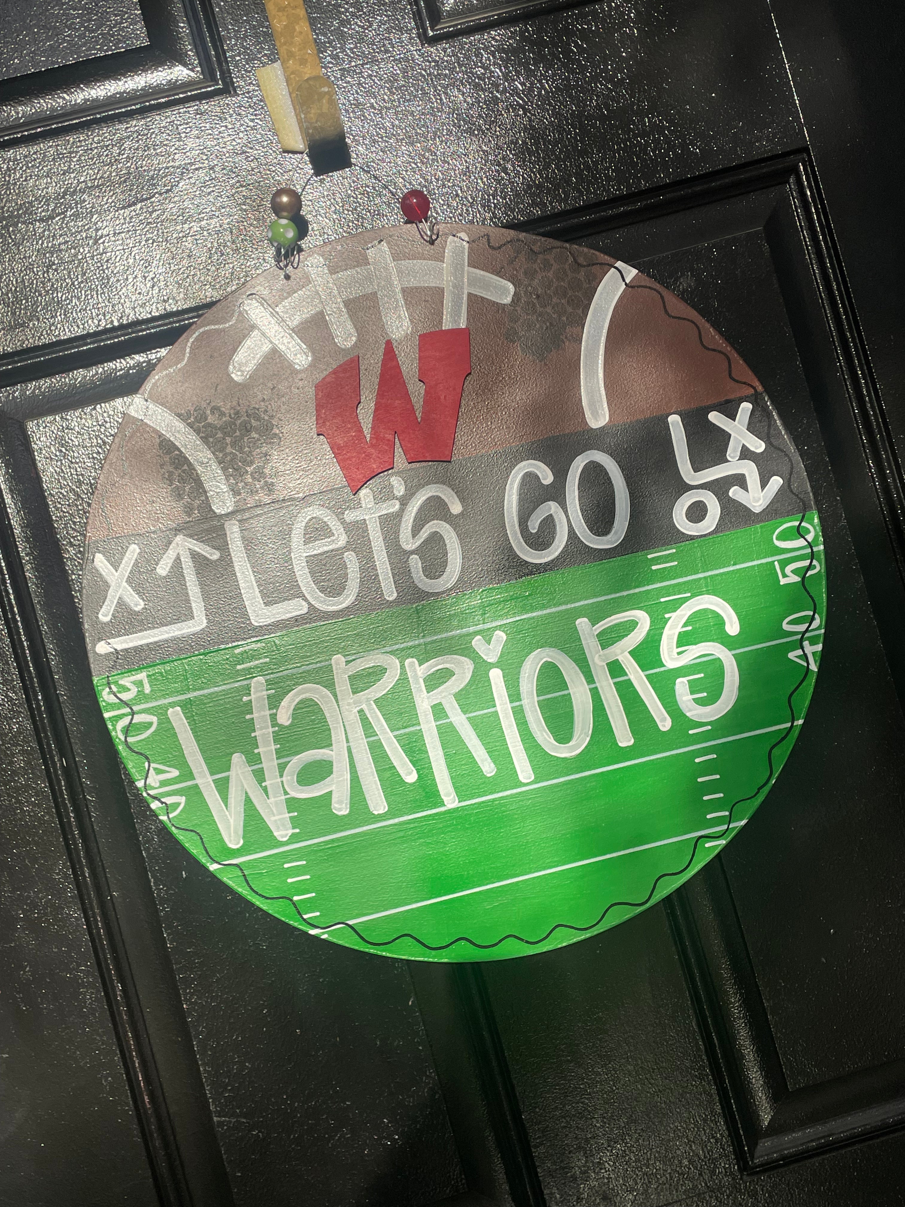 Let’s Go Warriors Round door hanger -WHS FB