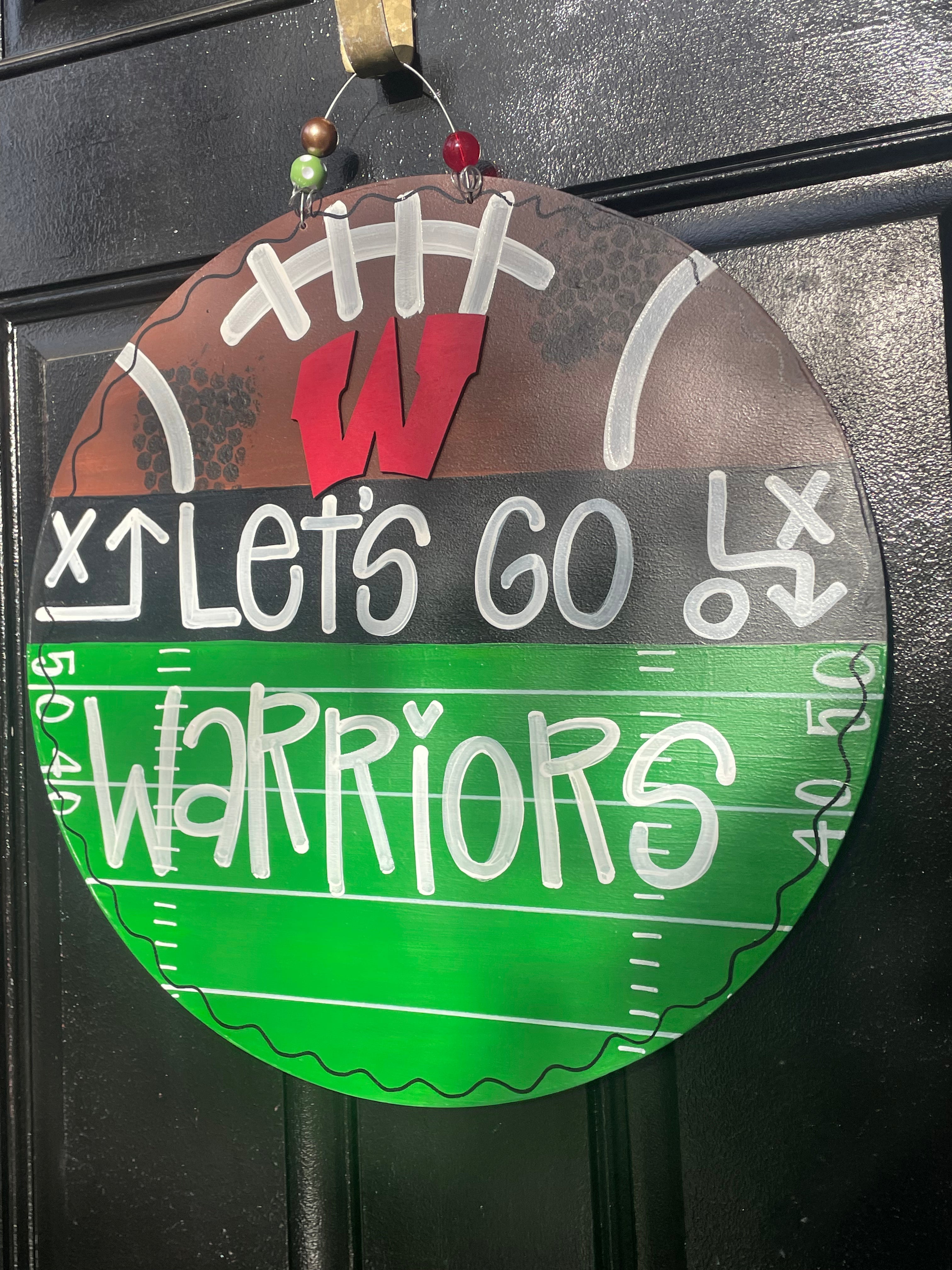 Let’s Go Warriors Round door hanger -WHS FB