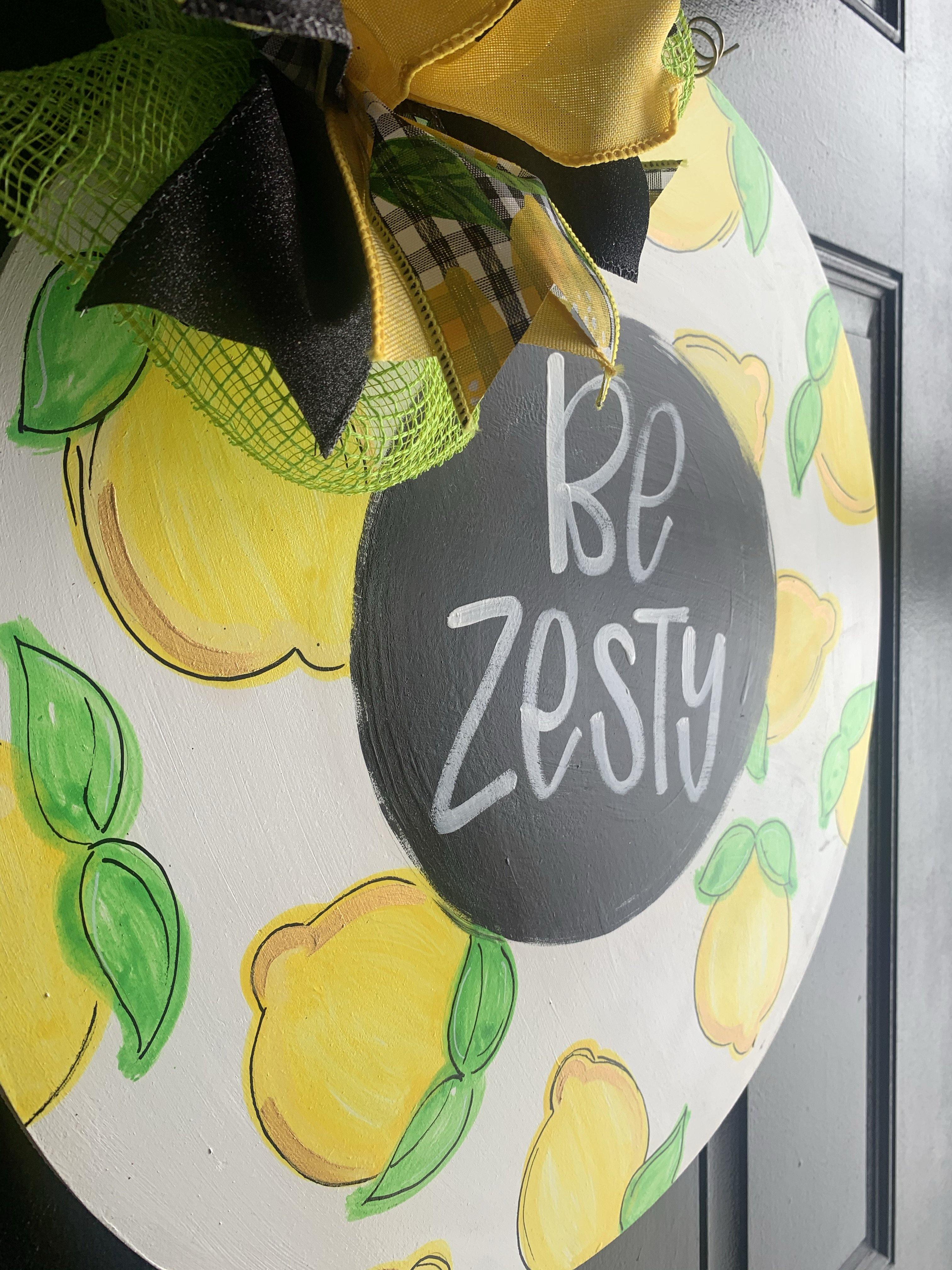 Lemon Round Door Hanger - watercolor