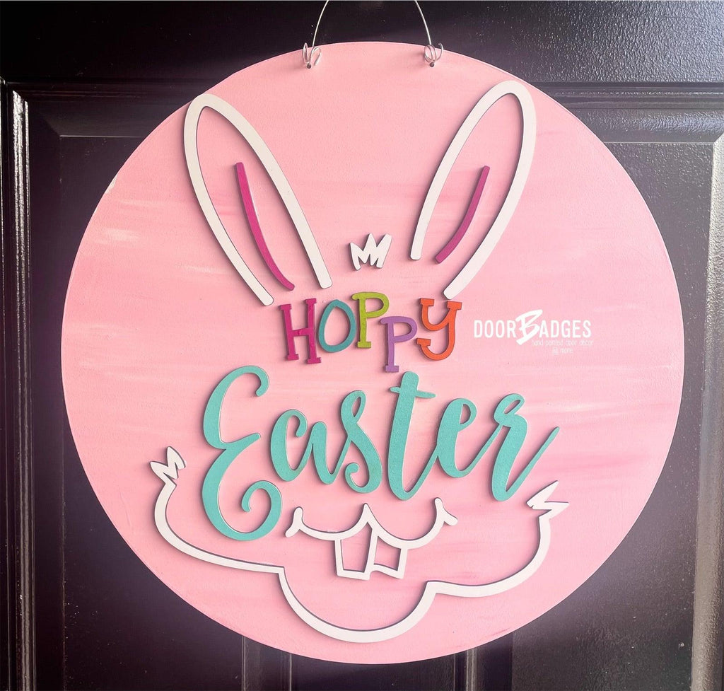 Hoppy Easter Bunny Round Door Hanger -