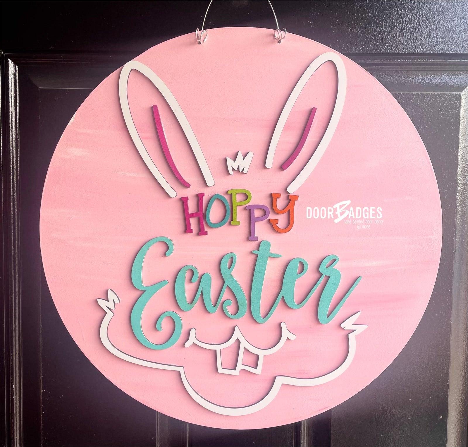 Hoppy Easter Bunny Round Door Hanger -