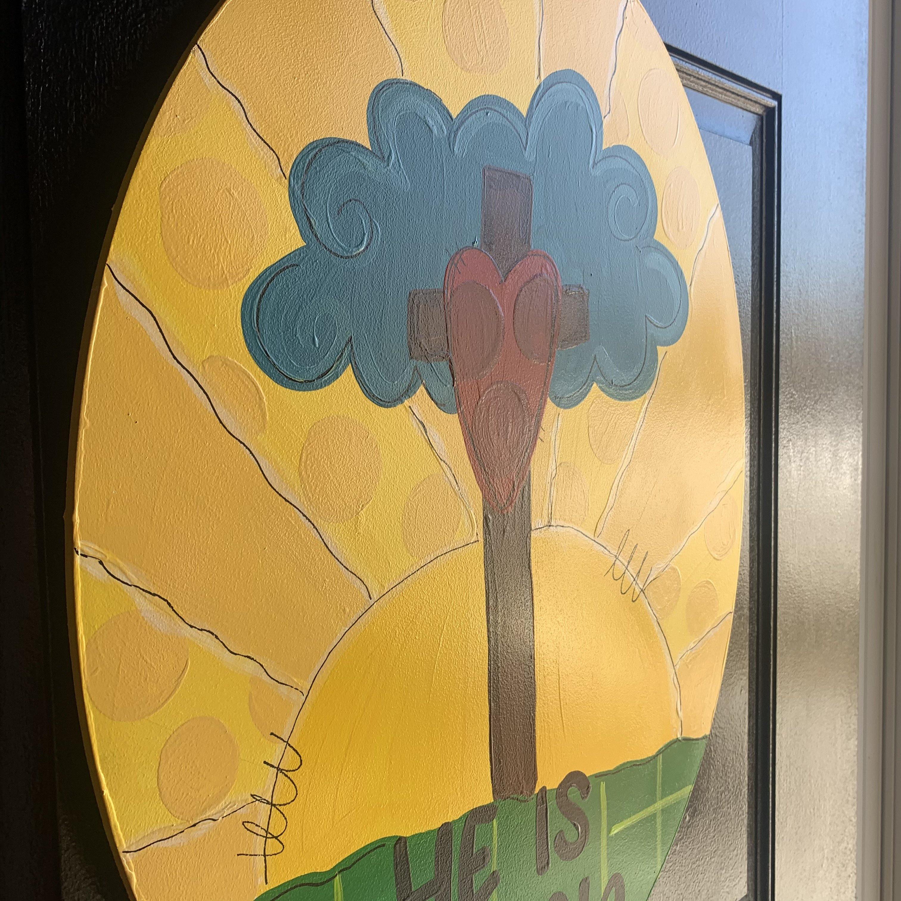 Easter Cross “He Is Risen” Door Hanger