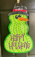 Cactus Snowman Door Hanger - Winter Door Decoration