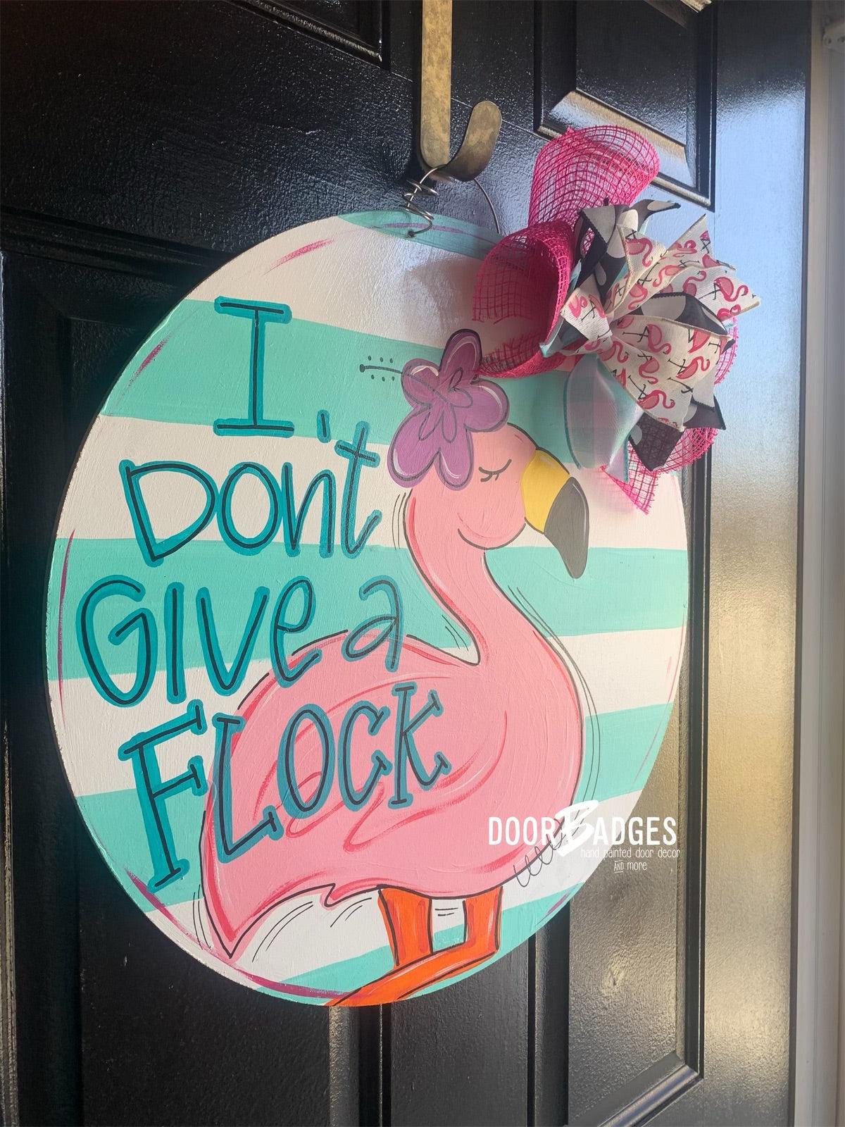 Flamingo Flock door hanger  -  Summer door decor - hand painted personalized door hanger