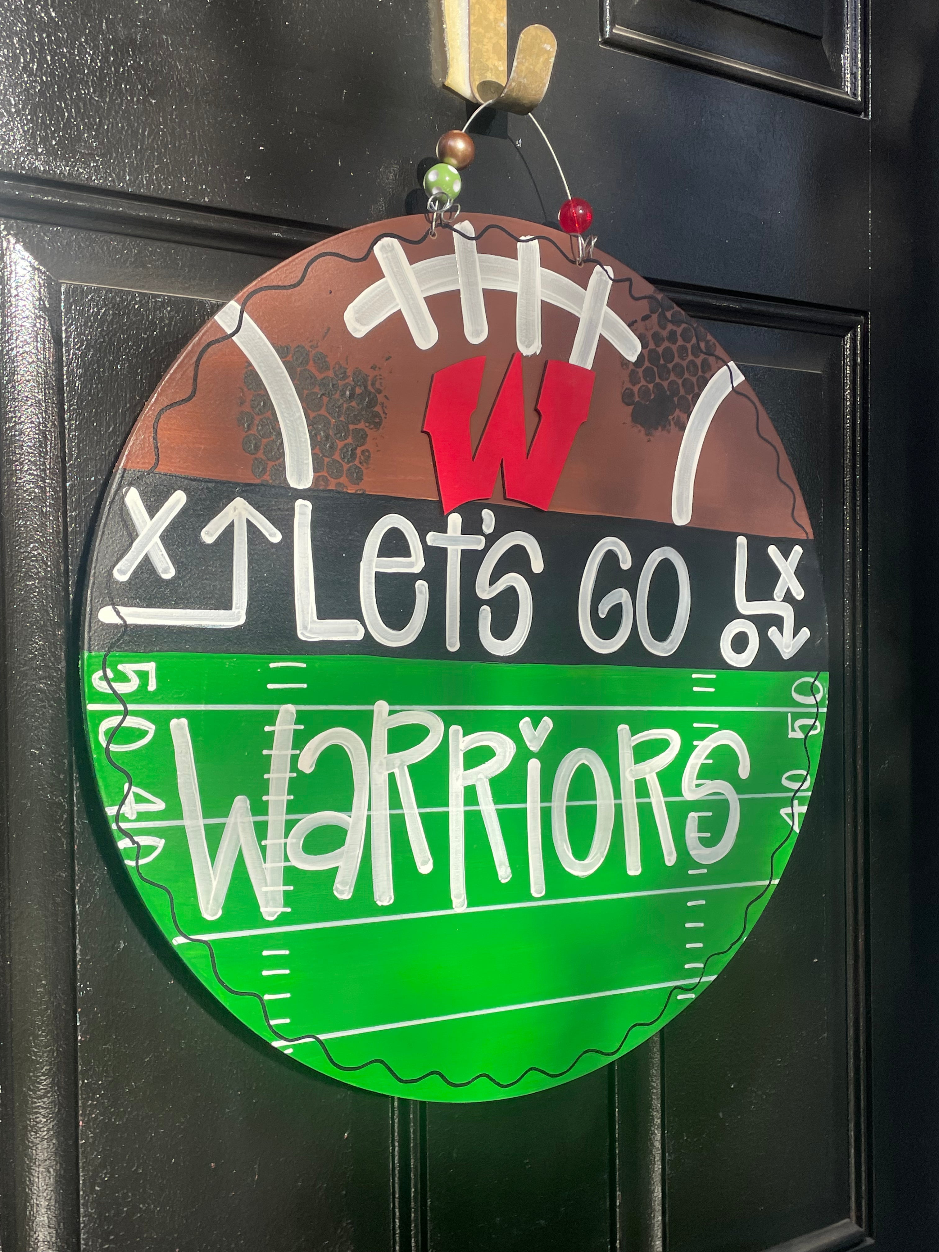 Let’s Go Warriors Round door hanger -WHS FB