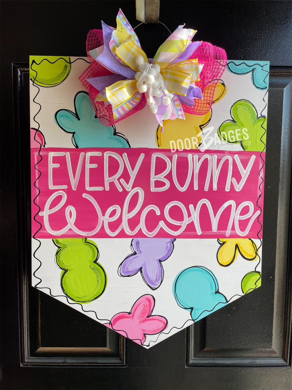 Happy Easter peepsDoor Hanger - bunny Door Hanger - Easter Peeps door Decor
