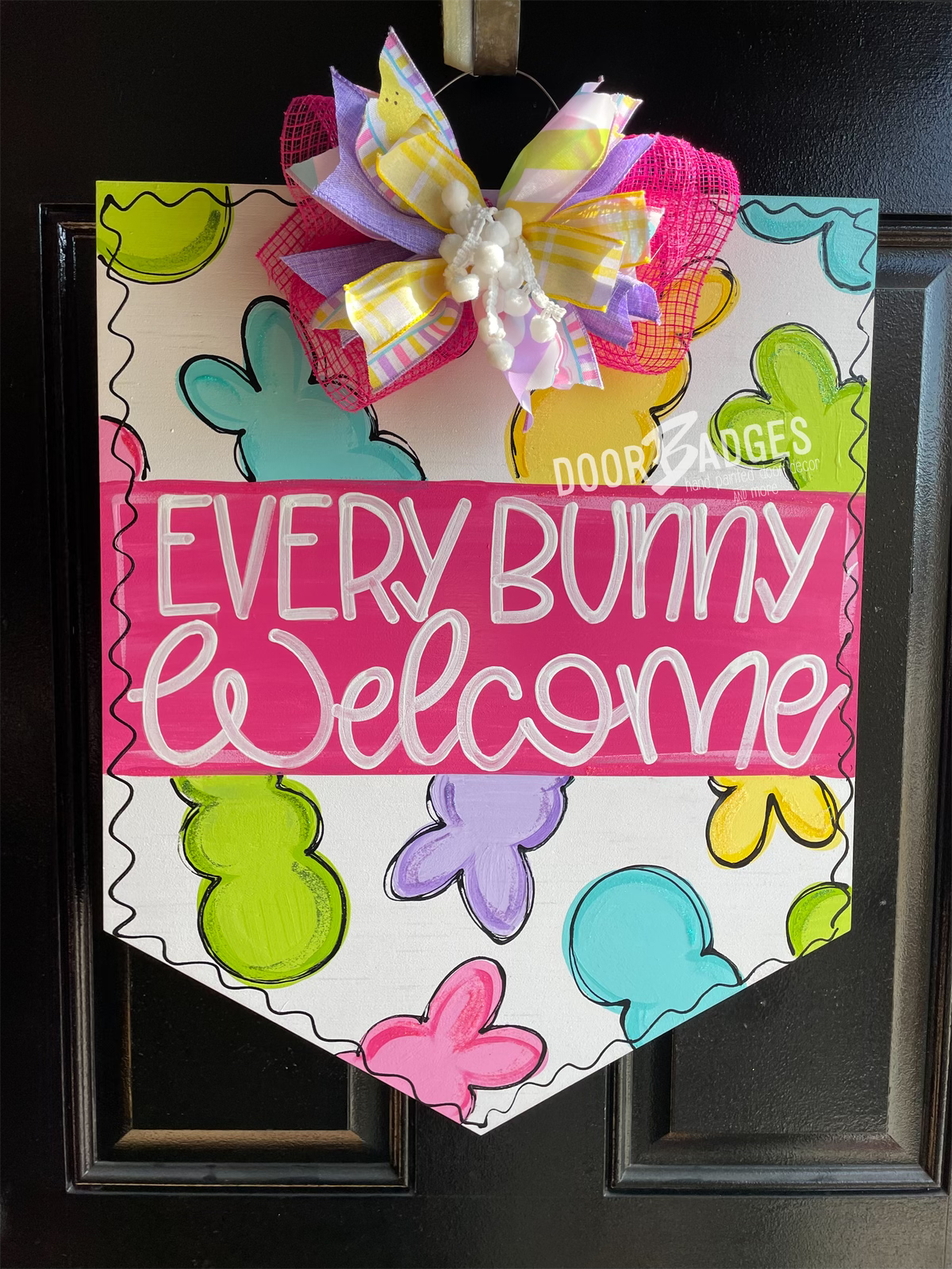 Happy Easter peepsDoor Hanger - bunny Door Hanger - Easter Peeps door Decor