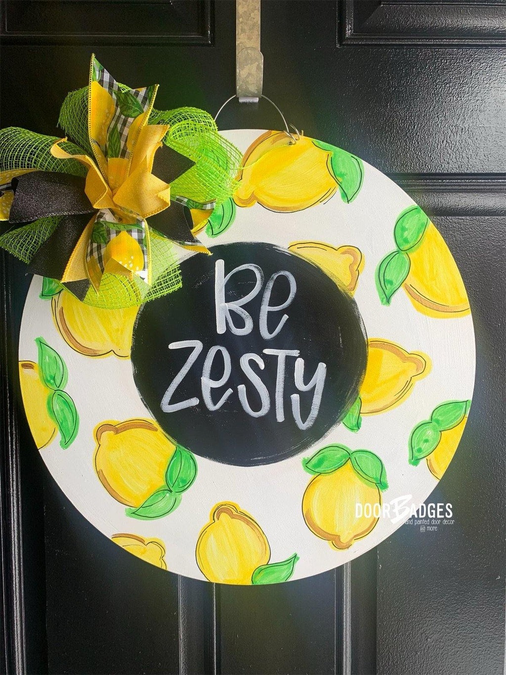 Lemon Round Door Hanger - watercolor