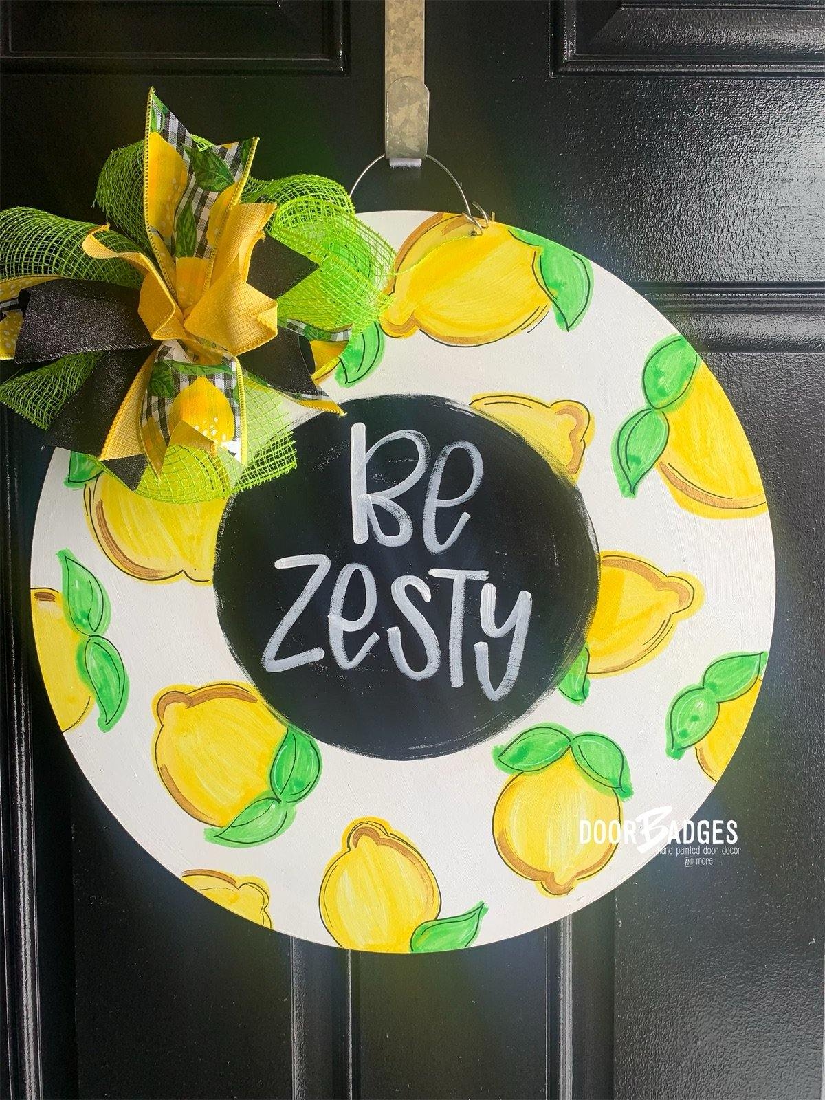 Lemon Round Door Hanger - watercolor