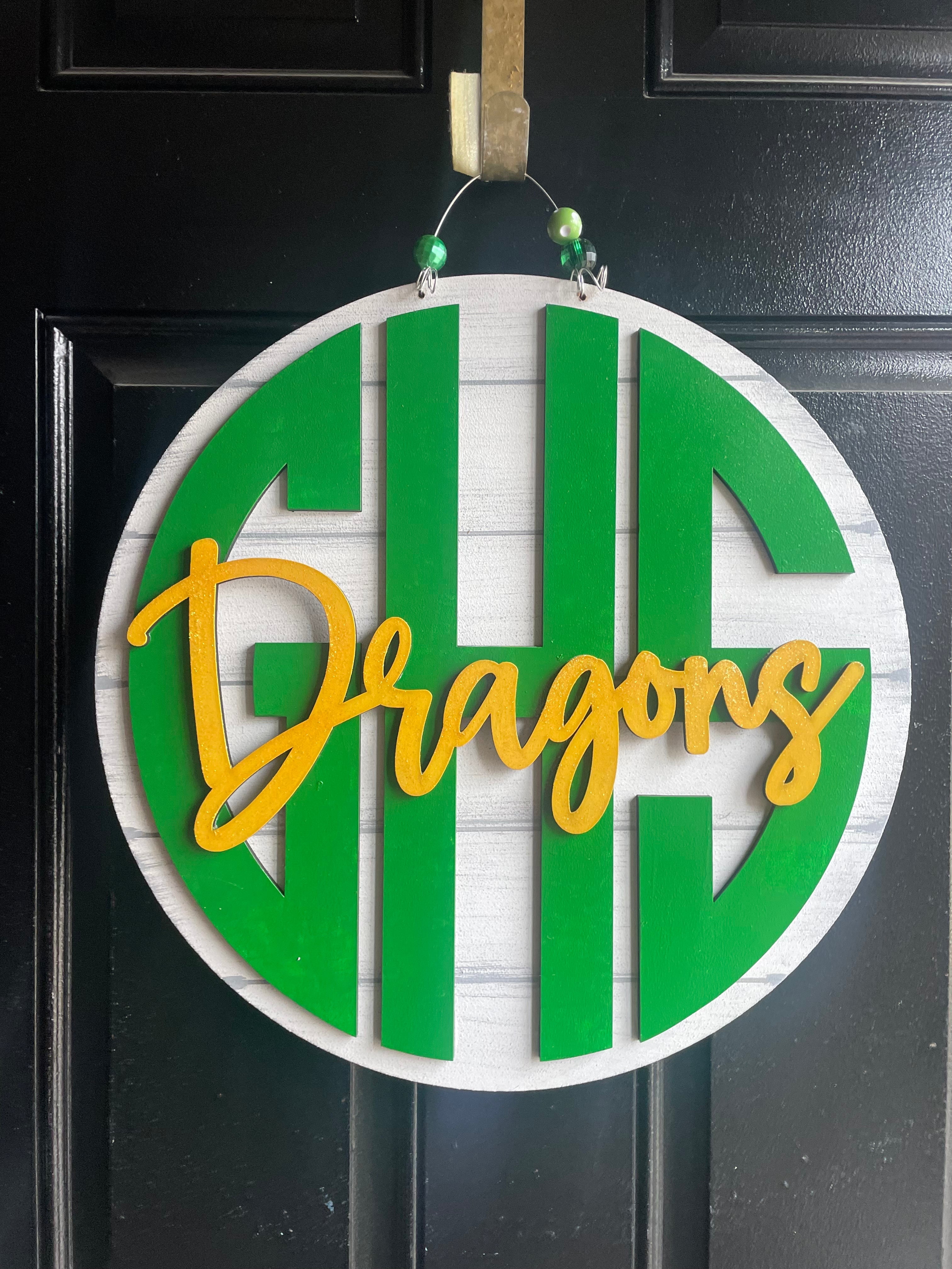 Gretna Dragon Monogram Door Hanger